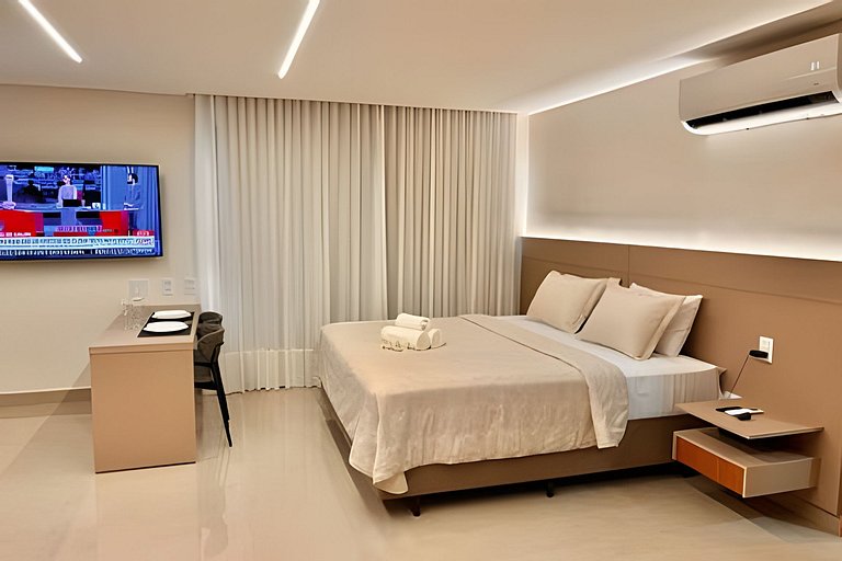 RTM12 - Studio Cama SuperKing Cozinha Completa e Varanda