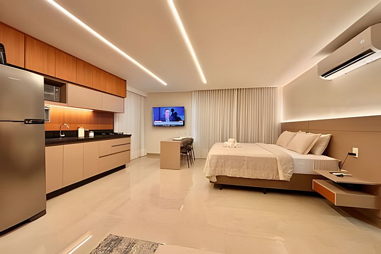RTM12 - Studio Cama SuperKing Cozinha Completa e Varanda