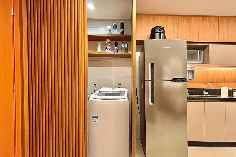 Flat Cama SuperKing Cozinha Completa com Varanda - RTM12